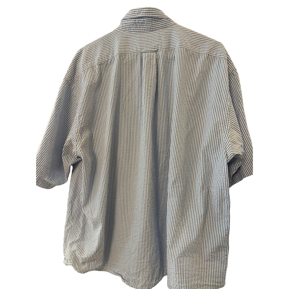 Perlis men's blue white seersucker button down XL 100% american cotton crawfish - Picture 4 of 4